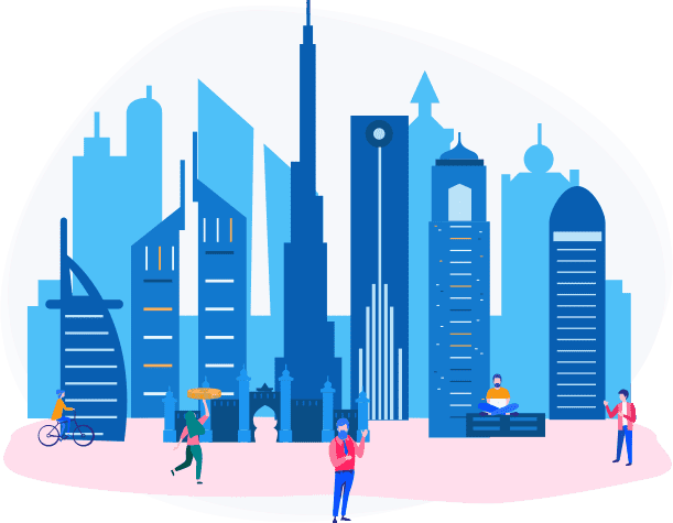 Illustration of a city skyline for an architecture paper