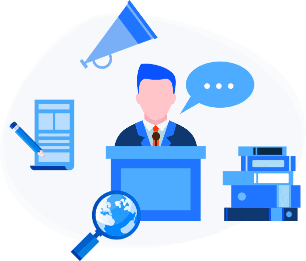 Clip art for a political science writing service